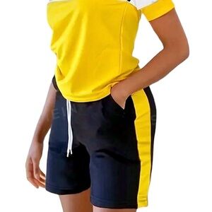 Yellow and Black T Shirt and Shorts Set